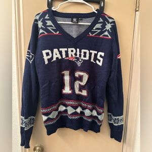 New England Patriots Tom Brady Navy and White Sweater
